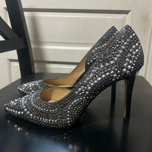 Giannni Bini silver gray studded heels, worn once